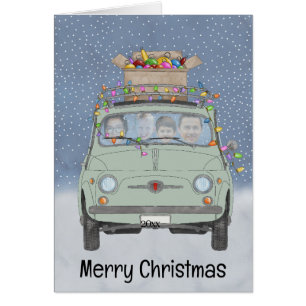 Retro Fiat 500 customisable photo card