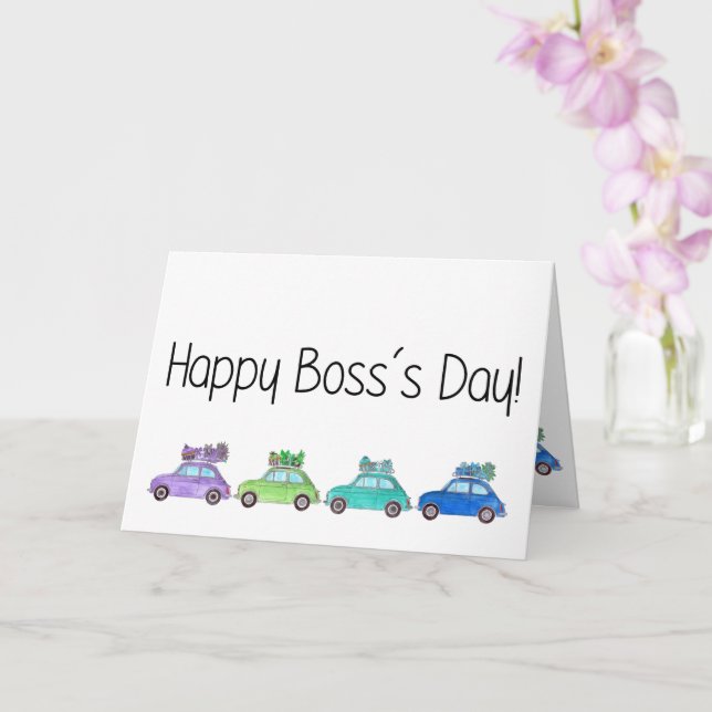 Retro Fiat 500´s Boss's Day Card (Orchid)
