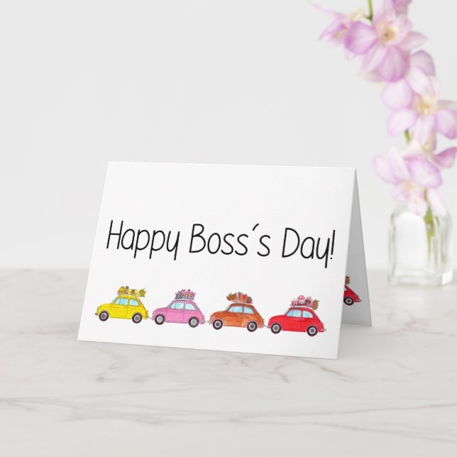 Retro Fiat 500´s Boss's Day Card (Orchid)