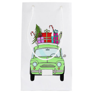 Retro Fiat 500 with Christmas Gifts Small Gift Bag