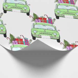 Retro Fiat 500 with Christmas Gifts Wrapping Paper