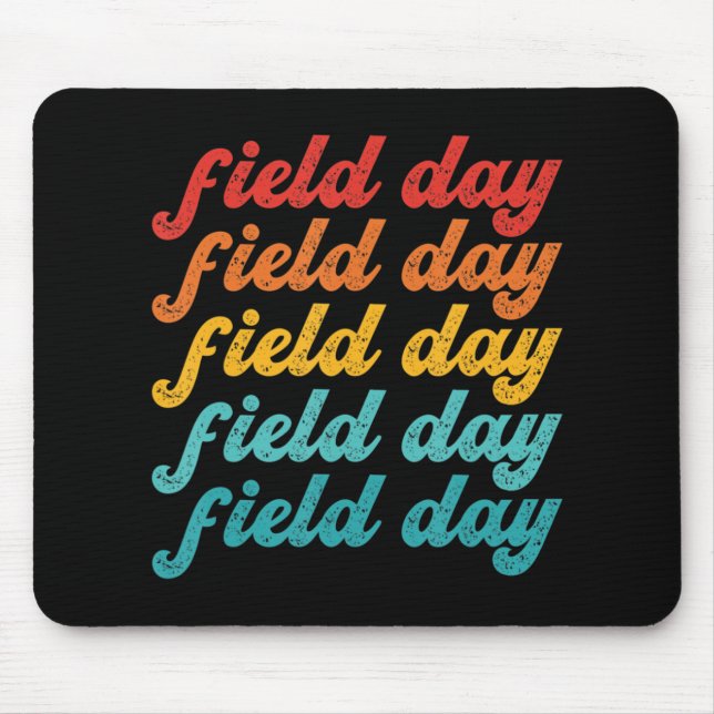Retro Field day  yellow field day games teachers k Mouse Mat (Front)