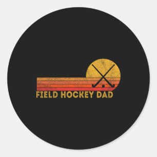 Retro Field Hockey Dad Ll Dad Field Hockey Game  Classic Round Sticker