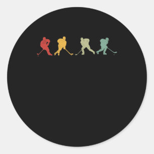 Retro field hockey silhouette field hockey player classic round sticker