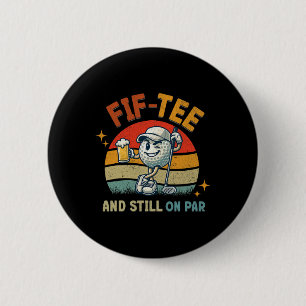 Retro Fif Tee Golf Birthday Party 50th Birthday Go 6 Cm Round Badge
