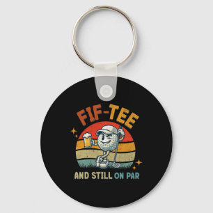 Retro Fif Tee Golf Birthday Party 50th Birthday Go Key Ring