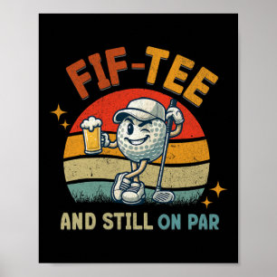 Retro Fif Tee Golf Birthday Party 50th Birthday Go Poster