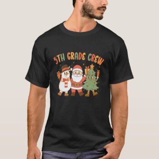 Retro Fifth Grade Crew Christmas Jolliest Bunch of T-Shirt