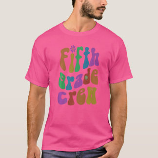 Retro Fifth Grade Crew Hello 5th Grader Pink T-Shirt