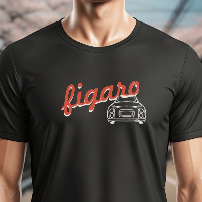 Retro Figaro Car Name Black Figarations T-Shirt (A fun figgy t-shirt perfect for lovers of Figaro cars (computer generated mockup))