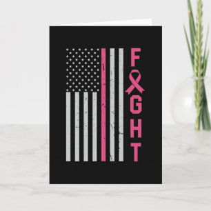 Retro Fight American Flag Breast Cancer Awareness Card