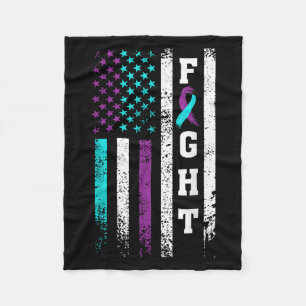 Retro Fight Suicide Prevention Awareness Us Flag  Fleece Blanket