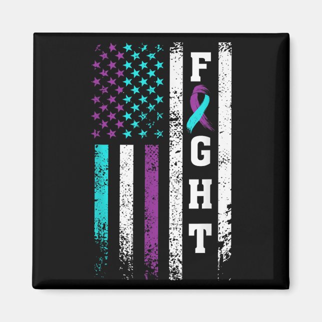 Retro Fight Suicide Prevention Awareness Us Flag  Magnet (Front)