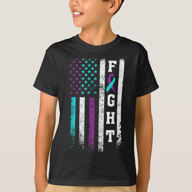 Retro Fight Suicide Prevention Awareness Us Flag  T-Shirt (Front)