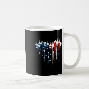 Retro Fighter Jet Aeroplane American Flag Heart 4t Coffee Mug