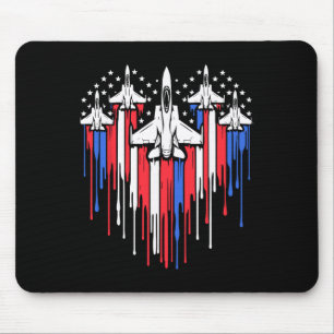 Retro Fighter Jet Aeroplane American Flag Heart 4t Mouse Mat
