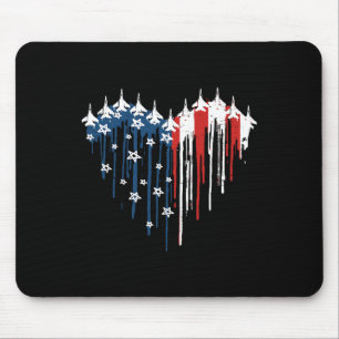 Retro Fighter Jet Aeroplane American Flag Heart 4t Mouse Mat
