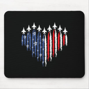 Retro Fighter Jet Aeroplane American Flag Heart 4t Mouse Mat