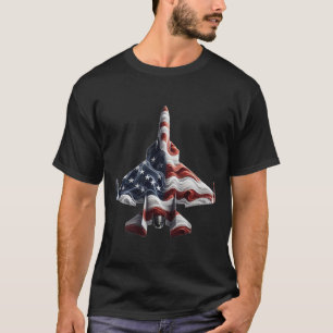Retro Fighter Jet Aeroplane American Flag Heart 4t T-Shirt