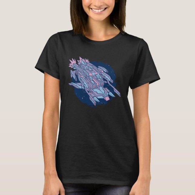 Retro fighter shuttle space aliens T-Shirt (Front)