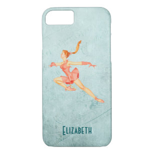 Retro Figure Skater In A Pink Outfit Personalised iPhone 8/7 Case
