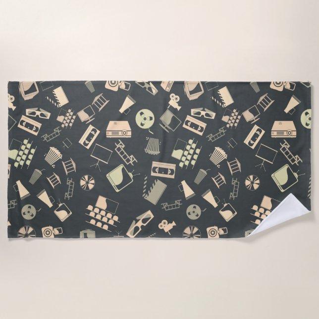 Retro film elements pattern beach towel (Front)