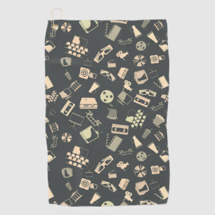 Retro film elements pattern golf towel