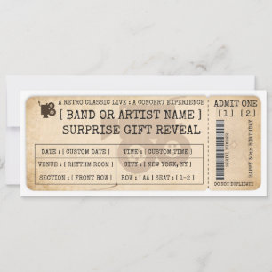 Retro Film Ticket Gift Reveal Voucher Custom Invitation