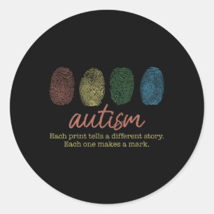 Retro Fingerprint Autism Each Print Tells A Differ Classic Round Sticker