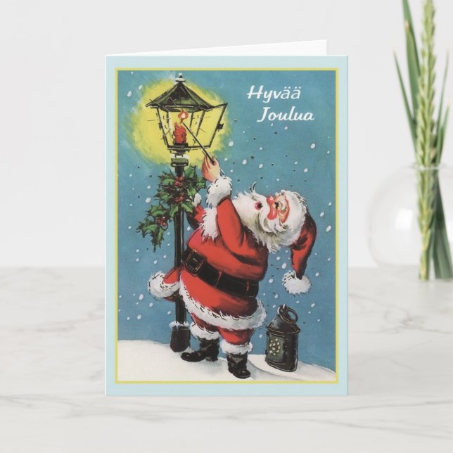 Retro Finnish Hyvää Joulua Christmas Card (Front)