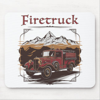 Retro fire engine mountain range mouse mat