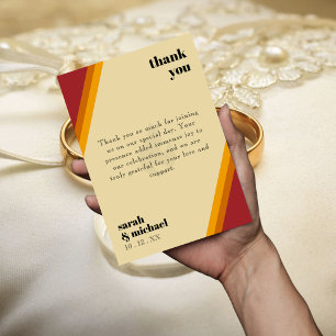 Retro Fire Heart Striped The Perfect Match Wedding Thank You Card