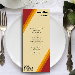 Retro Fire Heart Striped Wedding Reception Menu