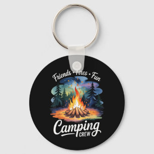 Retro Fires Friends Fun Camping Crew Matching Key Ring
