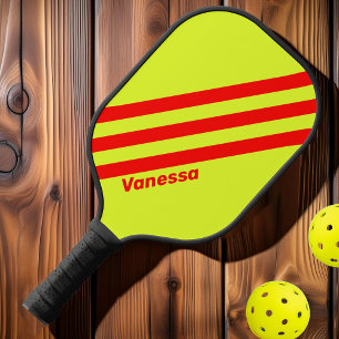 Retro Firetruck Three Stripes with Name Pickleball Paddle