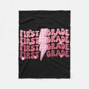 Retro First Grade Teacher Lightning Bolt First Day Fleece Blanket