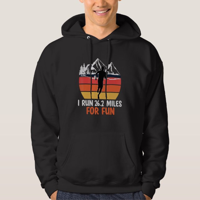 Retro First Marathoner Marathon Finisher 26 2 Runn Hoodie (Front)