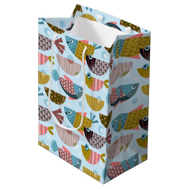 Retro Fish Medium Gift Bag (Front Angled)
