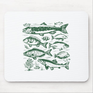 Retro Fish Species Biology Types Of Freshwater Fis Mouse Mat