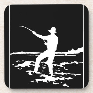 Retro Fisherman Silhouette Coaster