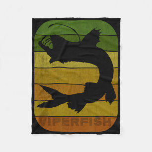 Retro Fishing Deep Sea Fish Anglerfish Ichthyology Fleece Blanket