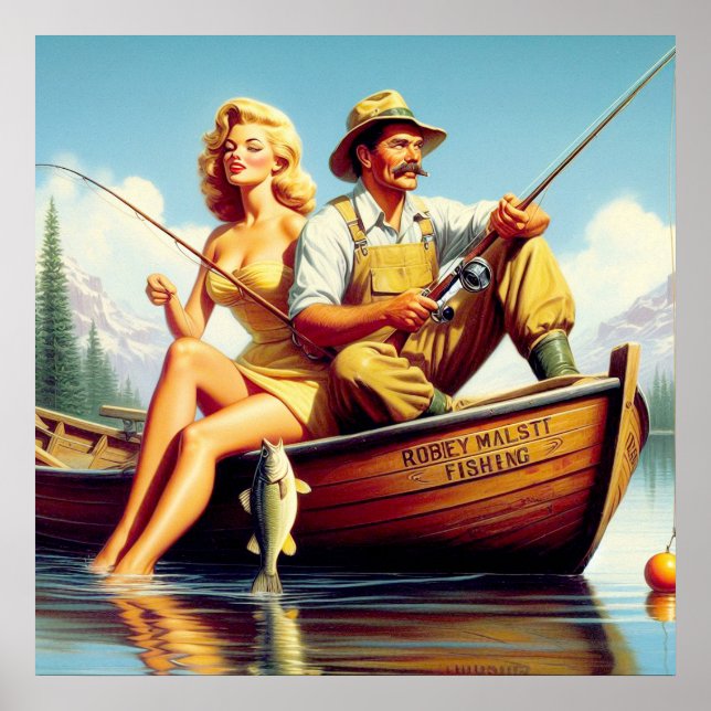 Retro FIshing Illustration Poster (Front)