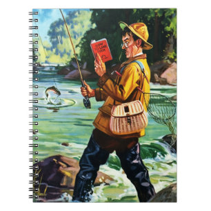 Retro Fishing Scene Illustration Gift Notebooks