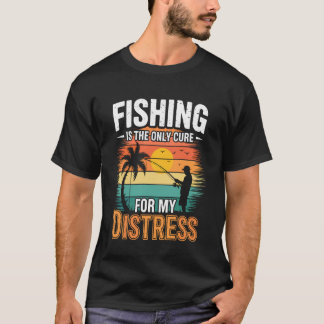 Retro Fishing Therapy Mental Health Stress Relief T-Shirt