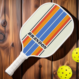 Retro Five Board Stripes with Name Pickleball Paddle