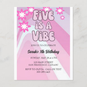 Retro Five is a Vibe Rainbow Pink Birthday  Flyer
