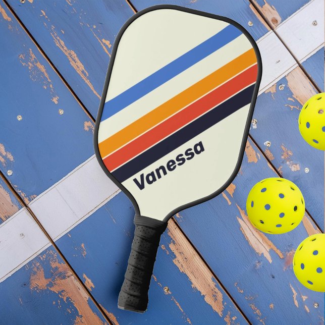 Retro five Striped with Name Pickleball Paddle (Creator Uploaded)