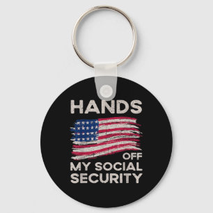 Retro Flag Hands Off My Social Security Protest Vi Key Ring