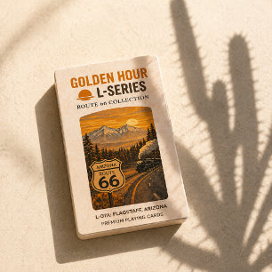 Retro Flagstaff Arizona Route 66 Landmark Art Playing Cards