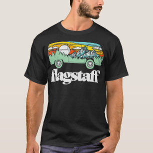 Retro Flagstaff Hippie Van Mountains Trees Sun Sc T-Shirt